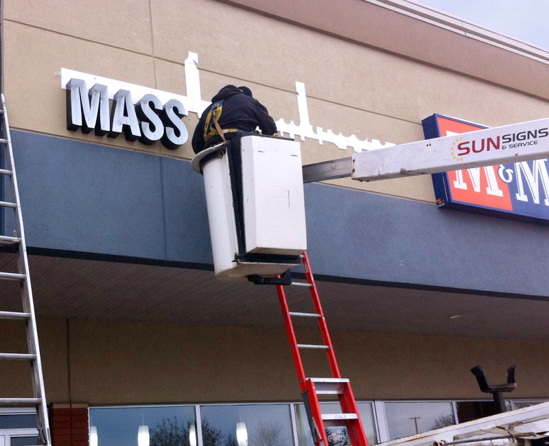 At work installing the sign
